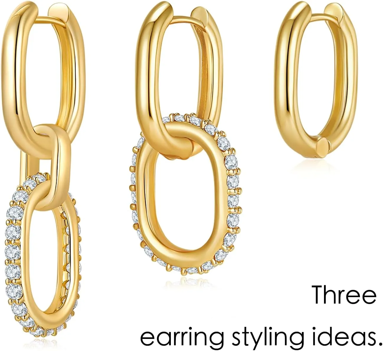 MINDDHA 14K/18K Gold Plated Paperclip Link Dangle Earrings for Women - Trendy, Lightweight, 925 Sterling Silver Post Statement Earrings for Women - Elegant Gold Jewelry for Christmas Gifts - 35x14mm