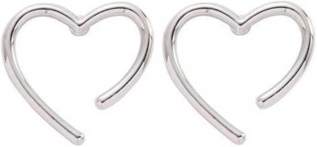 Miyabi Grace Invisible Clip On Earrings For Women Silver Large Open Heart Clip On Earrings Comfortable Non Pierced Earrings