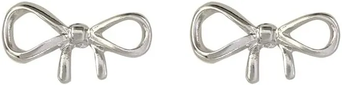 Miyabi Grace Invisible Clip On Earrings For Women Silver Open Bow Tie Ribbon Clip On Earrings Comfortable Non Pierced Earrings