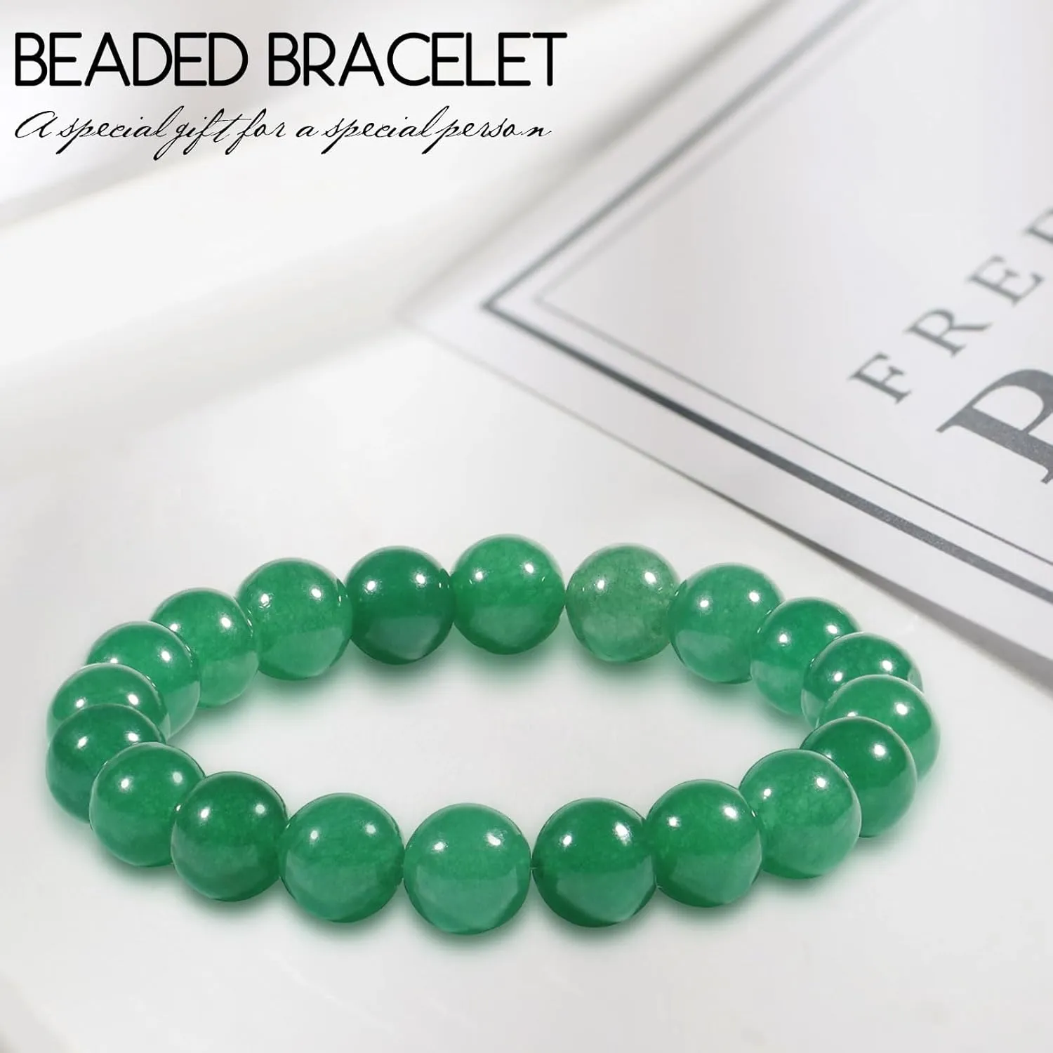 Mother's Day Handmade Bracelet, Handmade Natural Gemstone Jewelry, Natural Healing Bracelets, Jade Bracelet For Women, Gemstone Beaded Stretch Bracelet 8mm Stone Bracelet (Green jade stone)