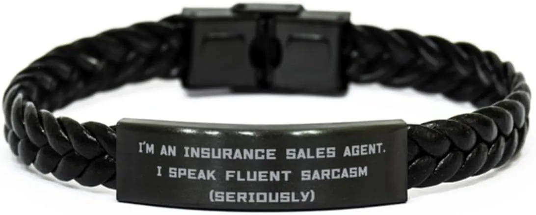 Motivational Insurance sales agent Gifts, I'm an., Birthday Gifts, Braided Leather Bracelet For Insurance sales agent from Boss, Leather bracelets for men, Leather bracelets for women, Handmade