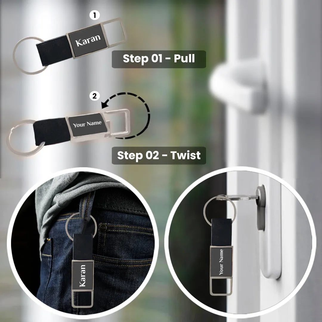 Name Engraved Keychain for Employees - Black