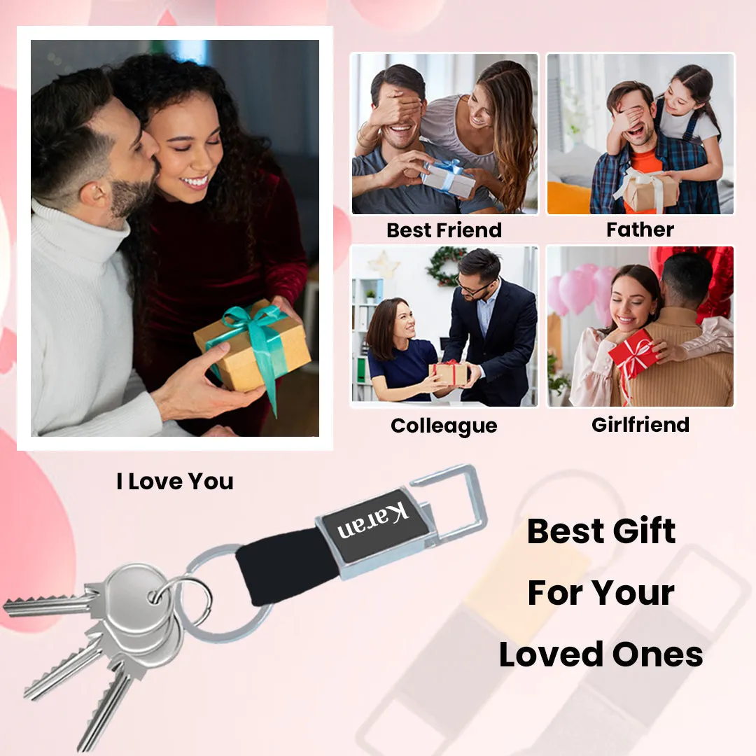 Name Engraved Keychain for Employees - Black