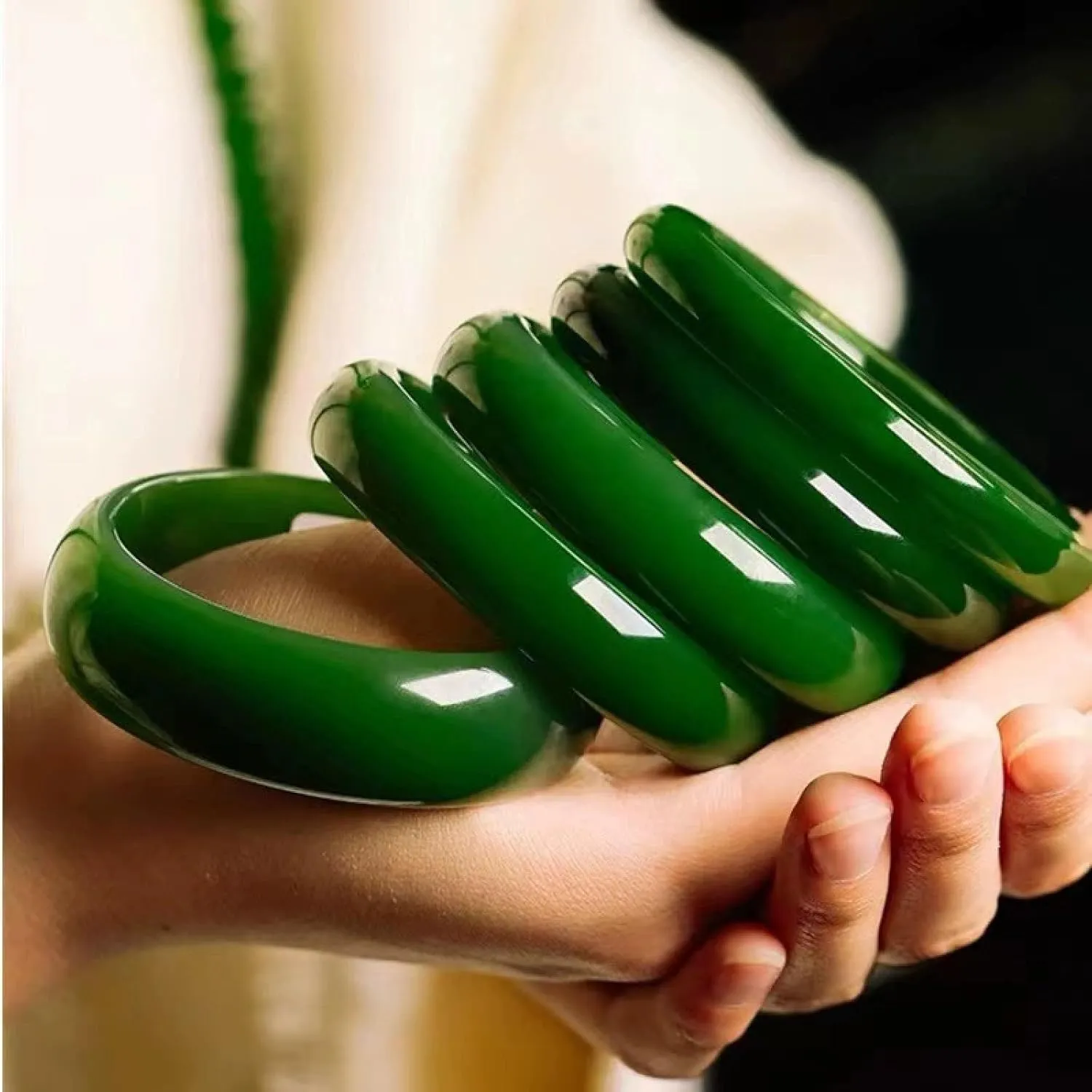 Natural Green Bracelet, Burmese Jadeite Bracelet, Certified Dye-free, Hand-carved, Women's Heirloom