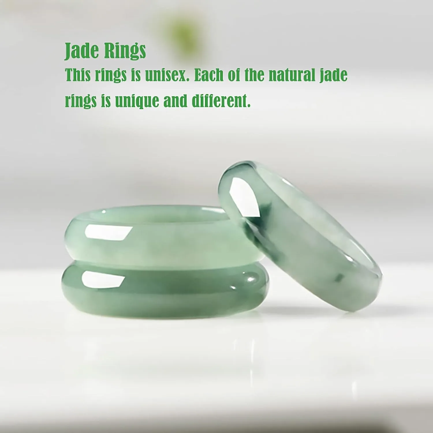 Natural Green Jade Ring, Women's Good Luck Wealth Jadeite Jade Jewelry Gifts, Size (4-13)