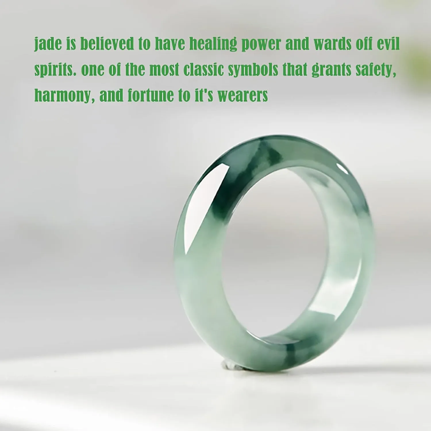 Natural Green Jade Ring, Women's Good Luck Wealth Jadeite Jade Jewelry Gifts, Size (4-13)