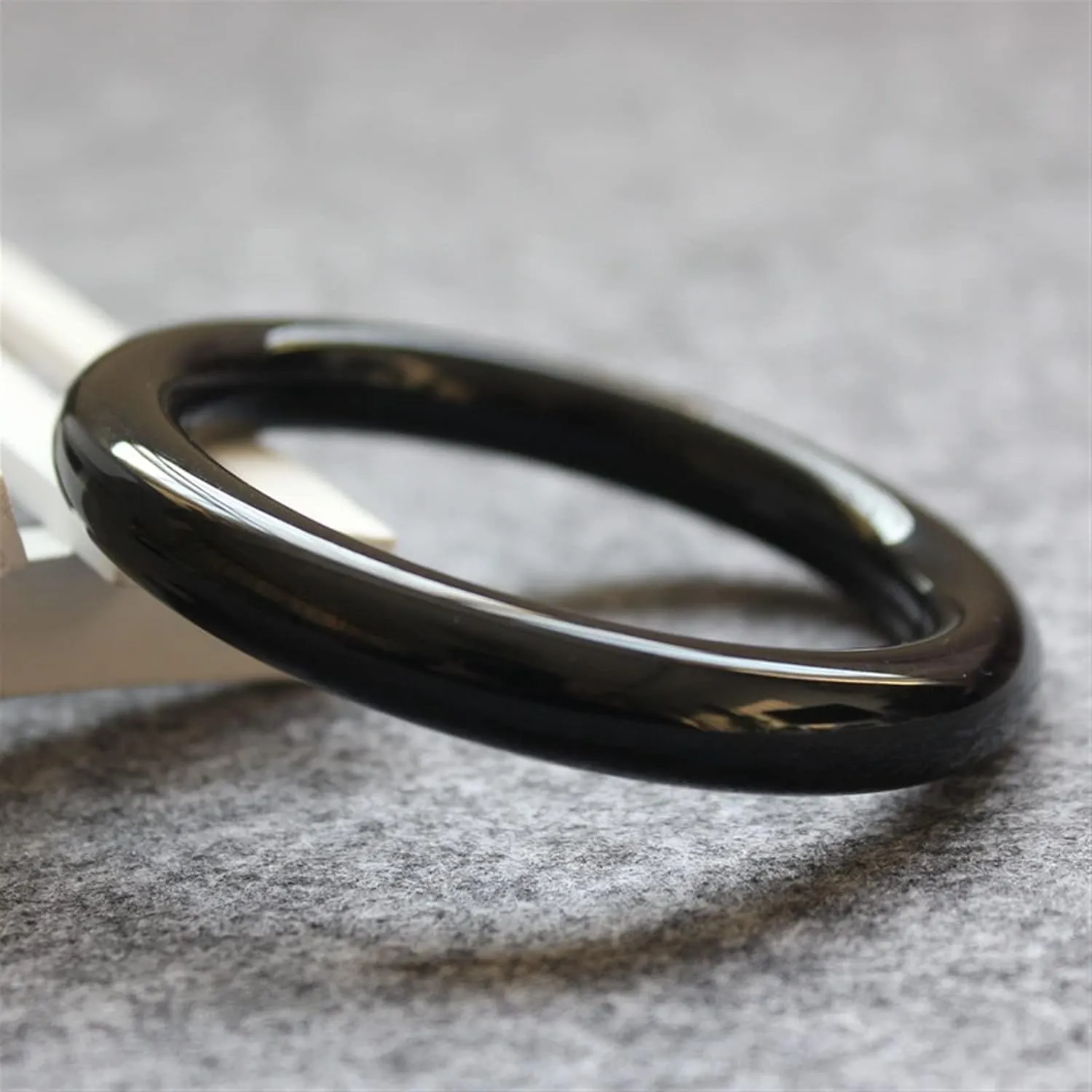 Natural Jade Bangle Bracelet Men Gifts Charm Jewelry for Women Black Round Bangle Jadeite Fashion Accessories (Metal Color : 56-58mm)