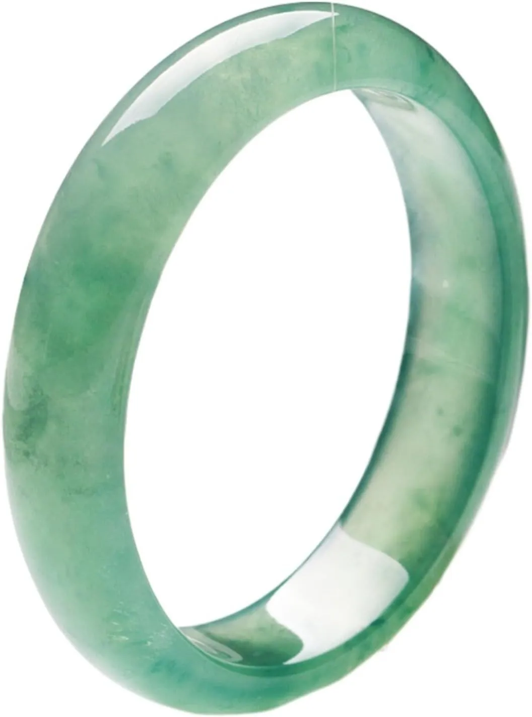 Natural Jade Bangle Bracelet, Polished Green Jadeite, Traditional Round Design??With Jewelry Box Send your mom to your colleague