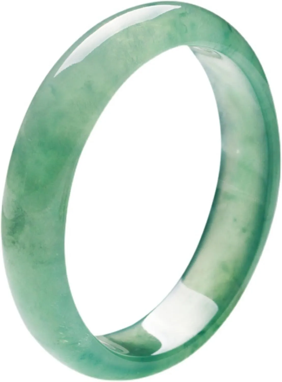 Natural Jade Bangle Bracelet, Polished Green Jadeite, Traditional Round Design??With Jewelry Box Send your mom to your colleague