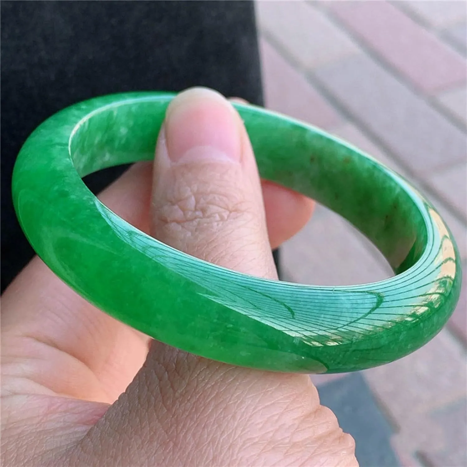 Natural jade bracelet, green jade bracelet for women, handmade, with certificate
