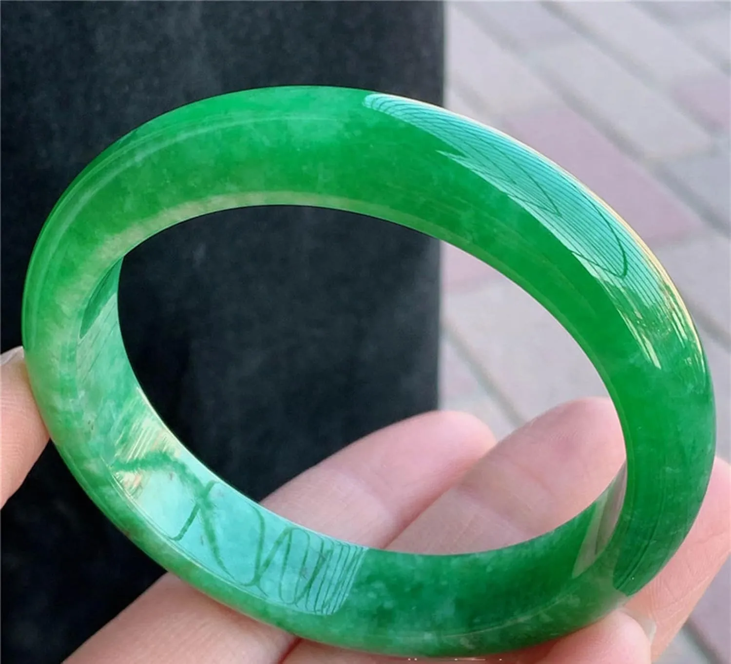 Natural jade bracelet, green jade bracelet for women, handmade, with certificate