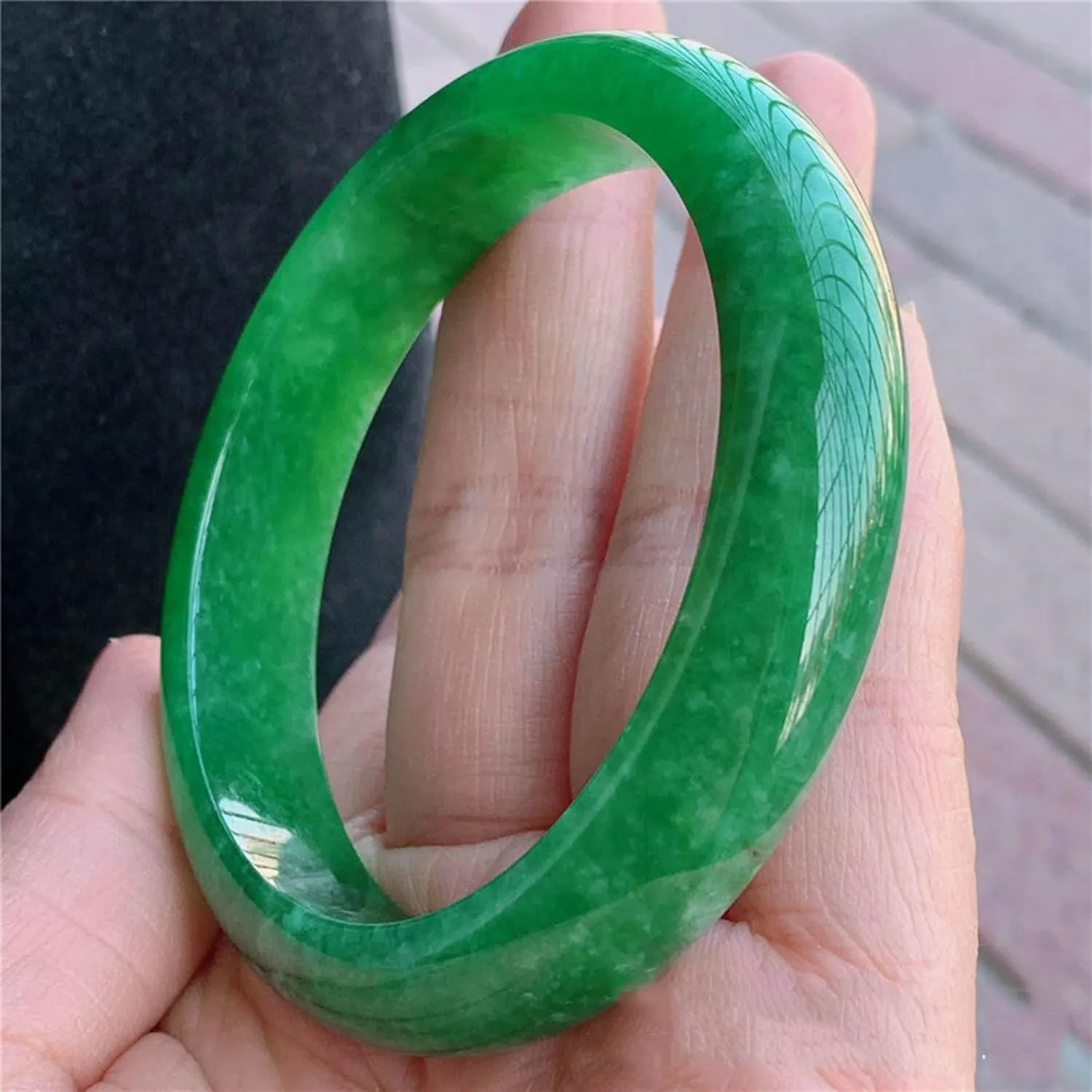 Natural jade bracelet, green jade bracelet for women, handmade, with certificate
