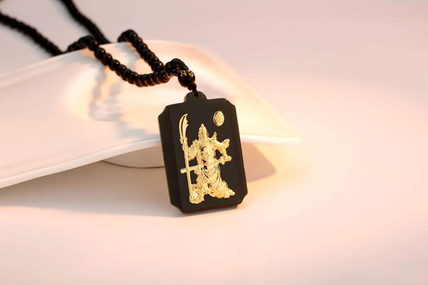 Natural Nephrite Jade Necklace Pendant Inlaid with 22K Gold Good Luck Charm Jade Jewelry