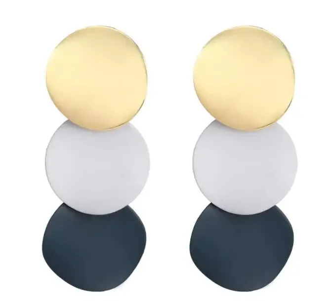 New Fashion Round Dangle Drop Korean Earrings for Women Geometric Round Heart Gold Color Earring Wedding 2020 Kolczyki Jewelry