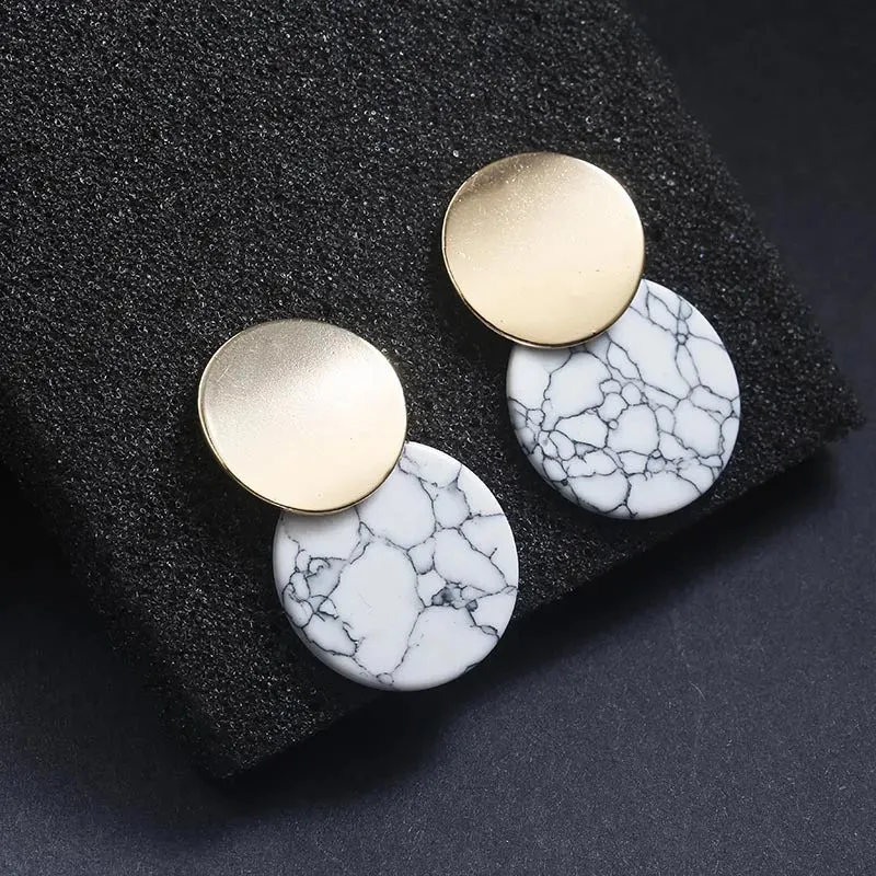 New Fashion Round Dangle Drop Korean Earrings for Women Geometric Round Heart Gold Color Earring Wedding 2020 Kolczyki Jewelry