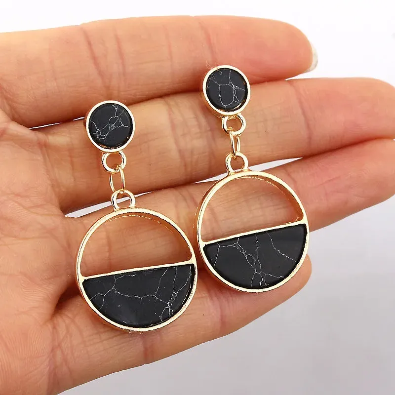 New Fashion Round Dangle Drop Korean Earrings for Women Geometric Round Heart Gold Color Earring Wedding 2020 Kolczyki Jewelry