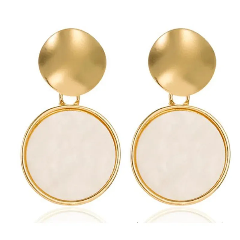 New Fashion Round Dangle Drop Korean Earrings for Women Geometric Round Heart Gold Color Earring Wedding 2020 Kolczyki Jewelry
