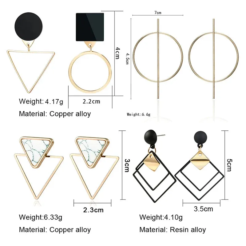 New Fashion Round Dangle Drop Korean Earrings for Women Geometric Round Heart Gold Color Earring Wedding 2020 Kolczyki Jewelry