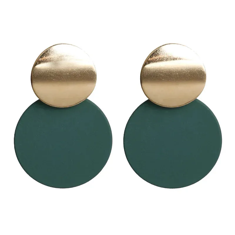 New Fashion Round Dangle Drop Korean Earrings for Women Geometric Round Heart Gold Color Earring Wedding 2020 Kolczyki Jewelry