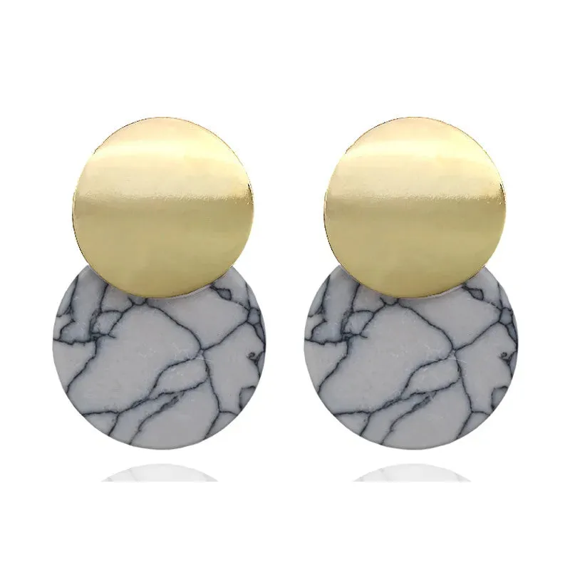 New Fashion Round Dangle Drop Korean Earrings for Women Geometric Round Heart Gold Color Earring Wedding 2020 Kolczyki Jewelry