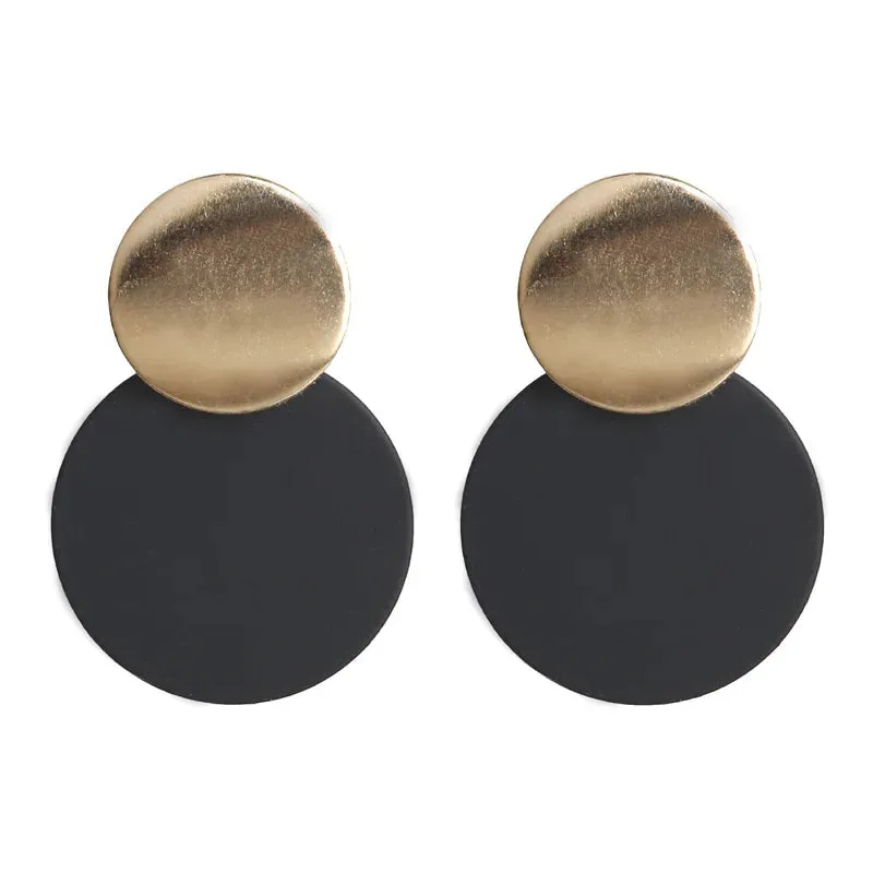 New Fashion Round Dangle Drop Korean Earrings for Women Geometric Round Heart Gold Color Earring Wedding 2020 Kolczyki Jewelry