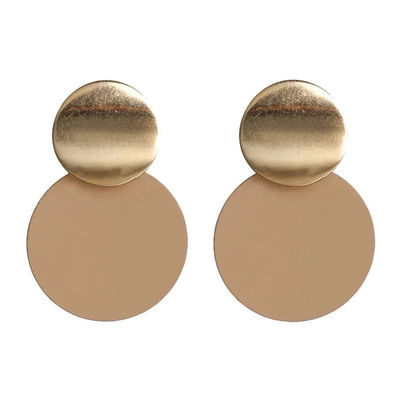 New Fashion Round Dangle Drop Korean Earrings for Women Geometric Round Heart Gold Color Earring Wedding 2020 Kolczyki Jewelry