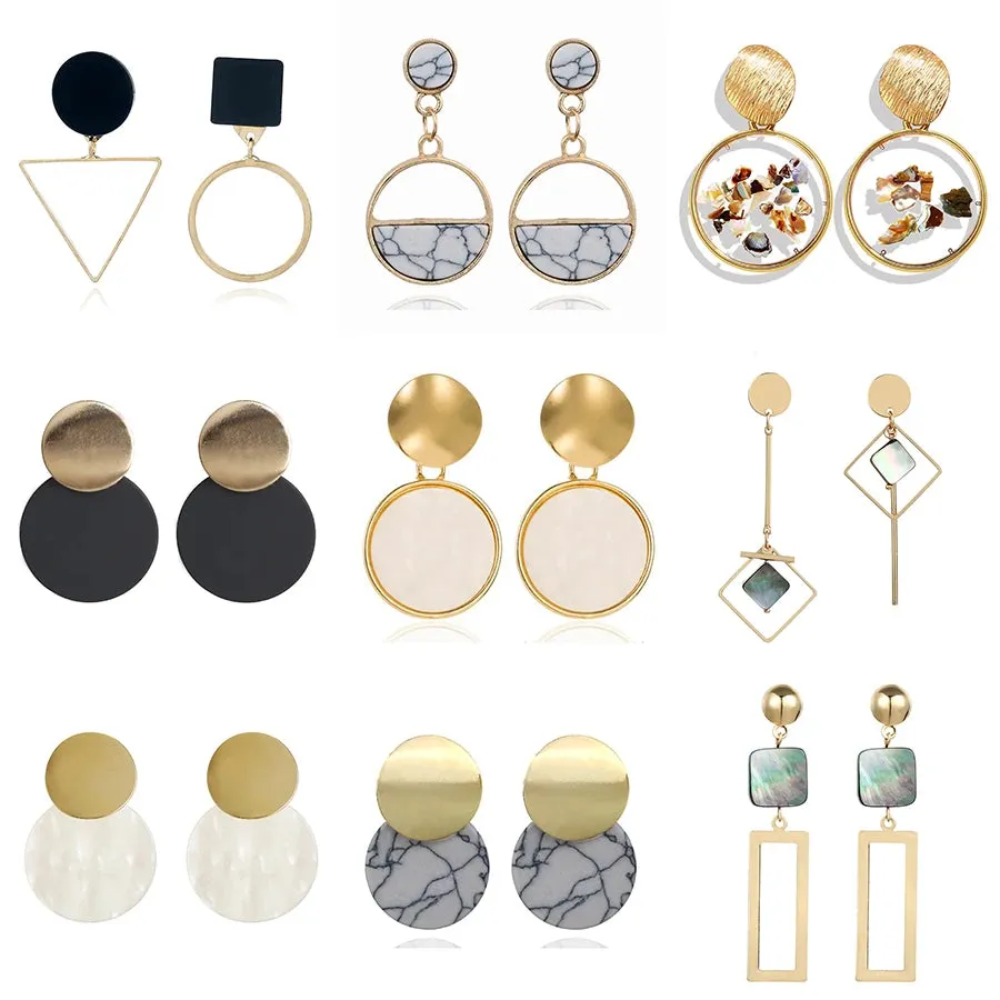 New Fashion Round Dangle Drop Korean Earrings for Women Geometric Round Heart Gold Color Earring Wedding 2020 Kolczyki Jewelry