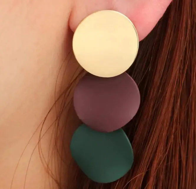 New Fashion Round Dangle Drop Korean Earrings for Women Geometric Round Heart Gold Color Earring Wedding 2020 Kolczyki Jewelry