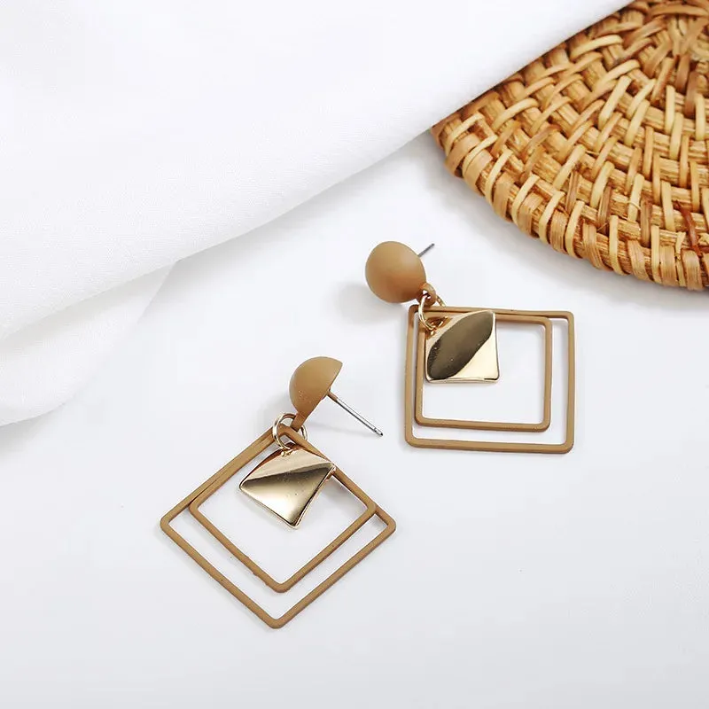 New Fashion Round Dangle Drop Korean Earrings for Women Geometric Round Heart Gold Color Earring Wedding 2020 Kolczyki Jewelry