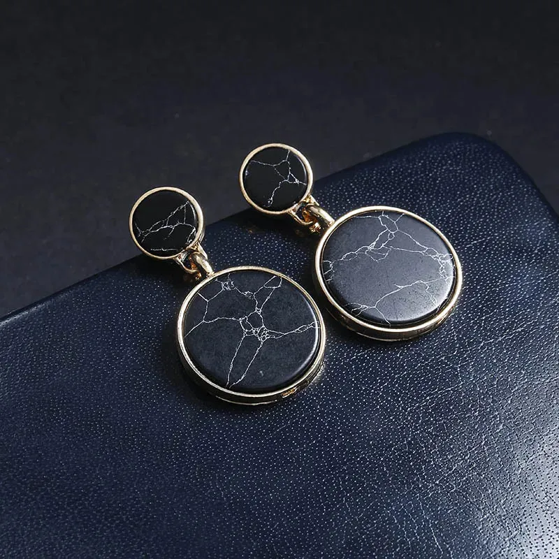 New Fashion Round Dangle Drop Korean Earrings for Women Geometric Round Heart Gold Color Earring Wedding 2020 Kolczyki Jewelry