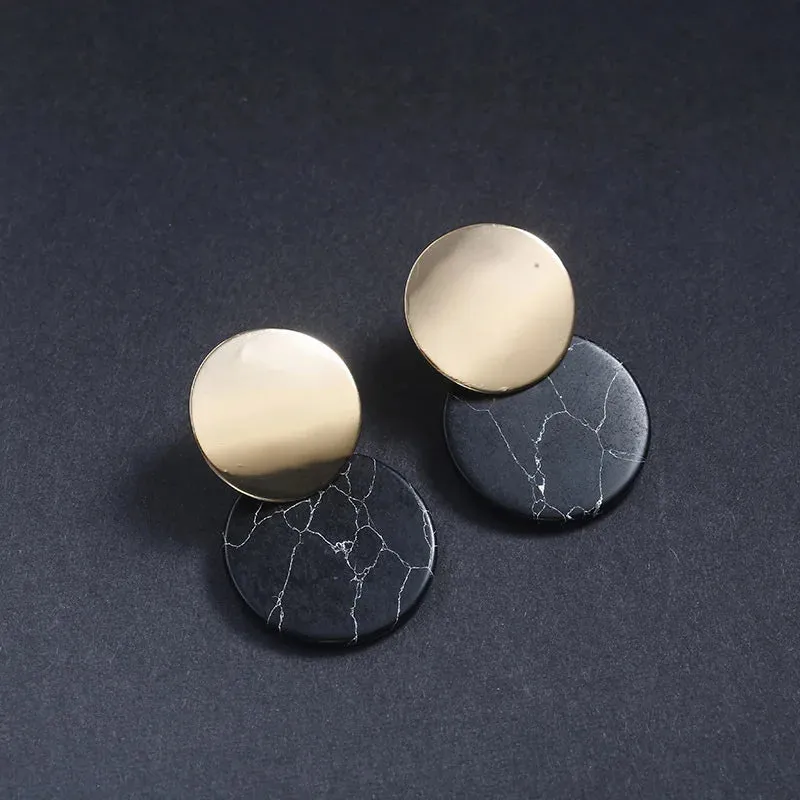 New Fashion Round Dangle Drop Korean Earrings for Women Geometric Round Heart Gold Color Earring Wedding 2020 Kolczyki Jewelry