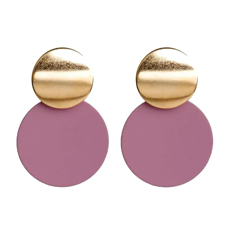 New Fashion Round Dangle Drop Korean Earrings for Women Geometric Round Heart Gold Color Earring Wedding 2020 Kolczyki Jewelry