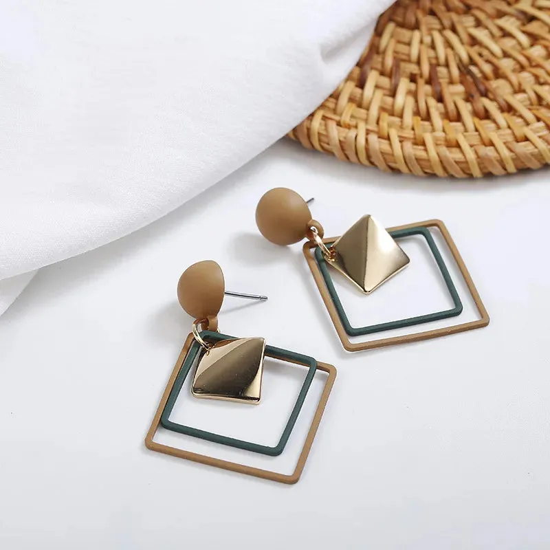 New Fashion Round Dangle Drop Korean Earrings for Women Geometric Round Heart Gold Color Earring Wedding 2020 Kolczyki Jewelry
