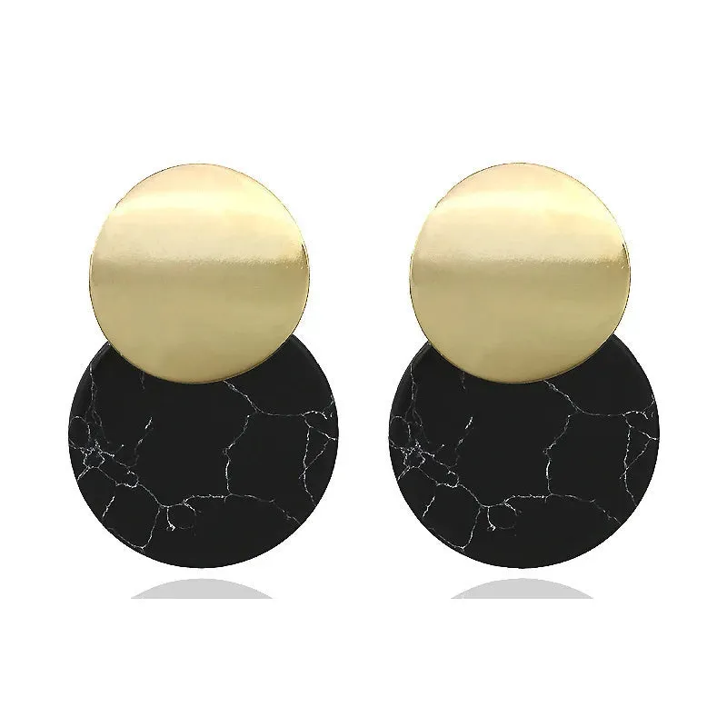 New Fashion Round Dangle Drop Korean Earrings for Women Geometric Round Heart Gold Color Earring Wedding 2020 Kolczyki Jewelry