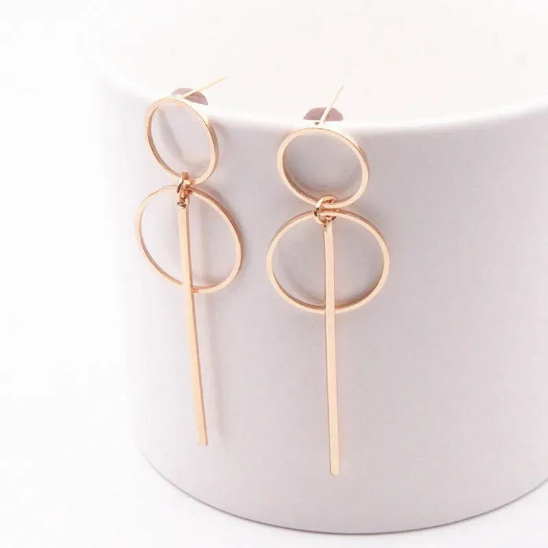 New Fashion Round Dangle Drop Korean Earrings for Women Geometric Round Heart Gold Color Earring Wedding 2020 Kolczyki Jewelry