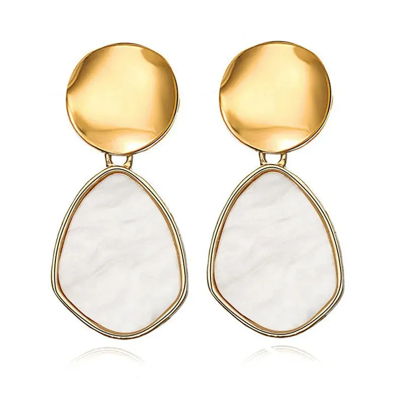 New Fashion Round Dangle Drop Korean Earrings for Women Geometric Round Heart Gold Color Earring Wedding 2020 Kolczyki Jewelry