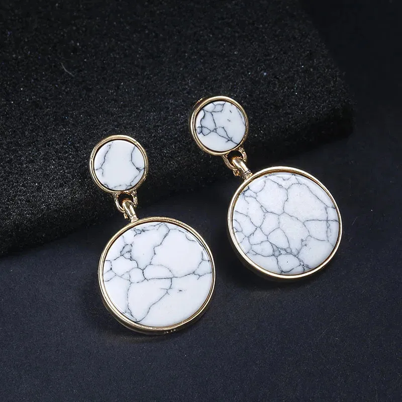 New Fashion Round Dangle Drop Korean Earrings for Women Geometric Round Heart Gold Color Earring Wedding 2020 Kolczyki Jewelry