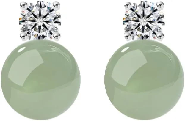 New Year gifts Natural Real Jade Stud Gold Plated 925 Silver Jade Jewelry for Daily