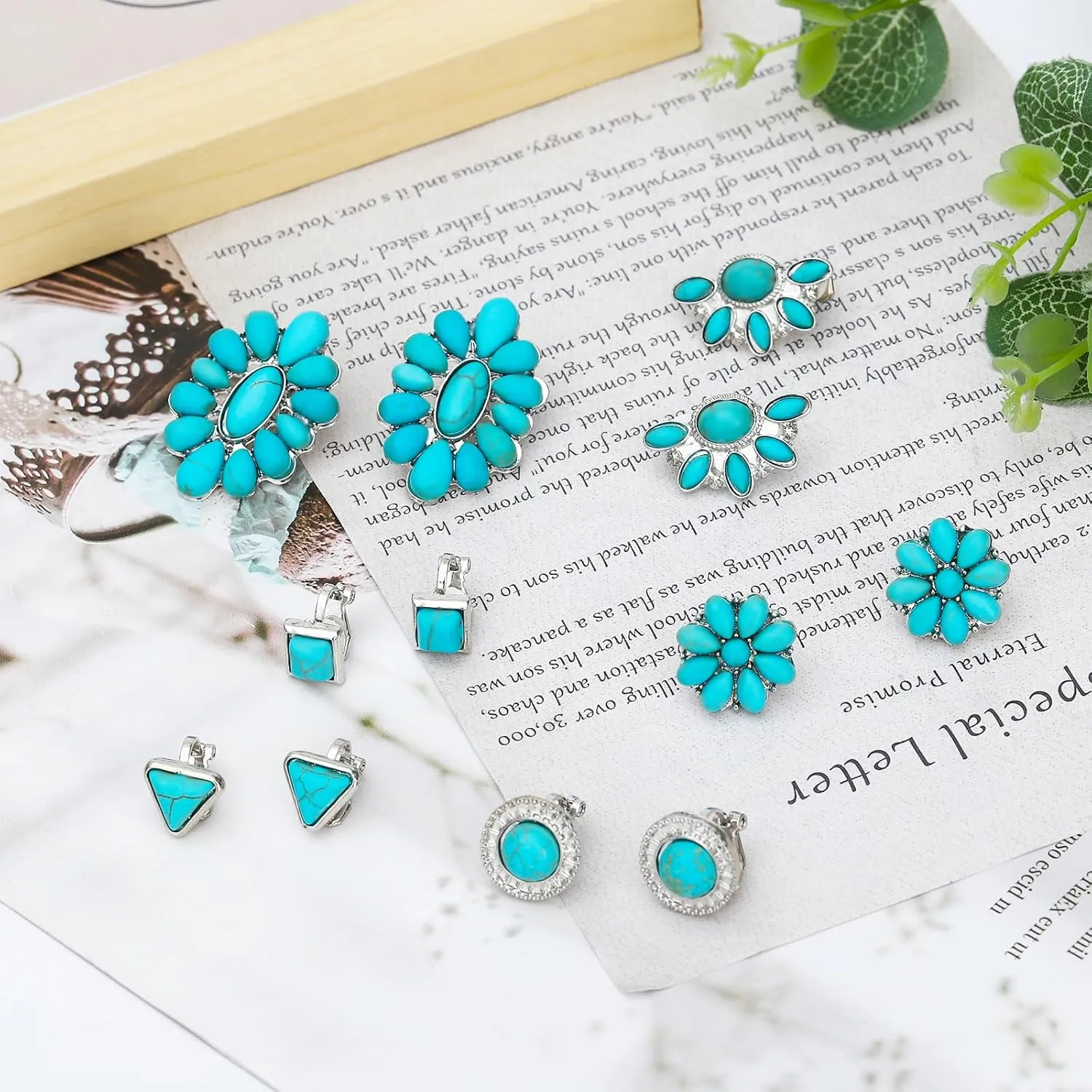 NEWITIN 12 Pairs Clip On Earrings for Women Cute Earring Crystal Pearl Stud Charming Fashion Earring Non Piercing Clip on Stud Earrings for Women