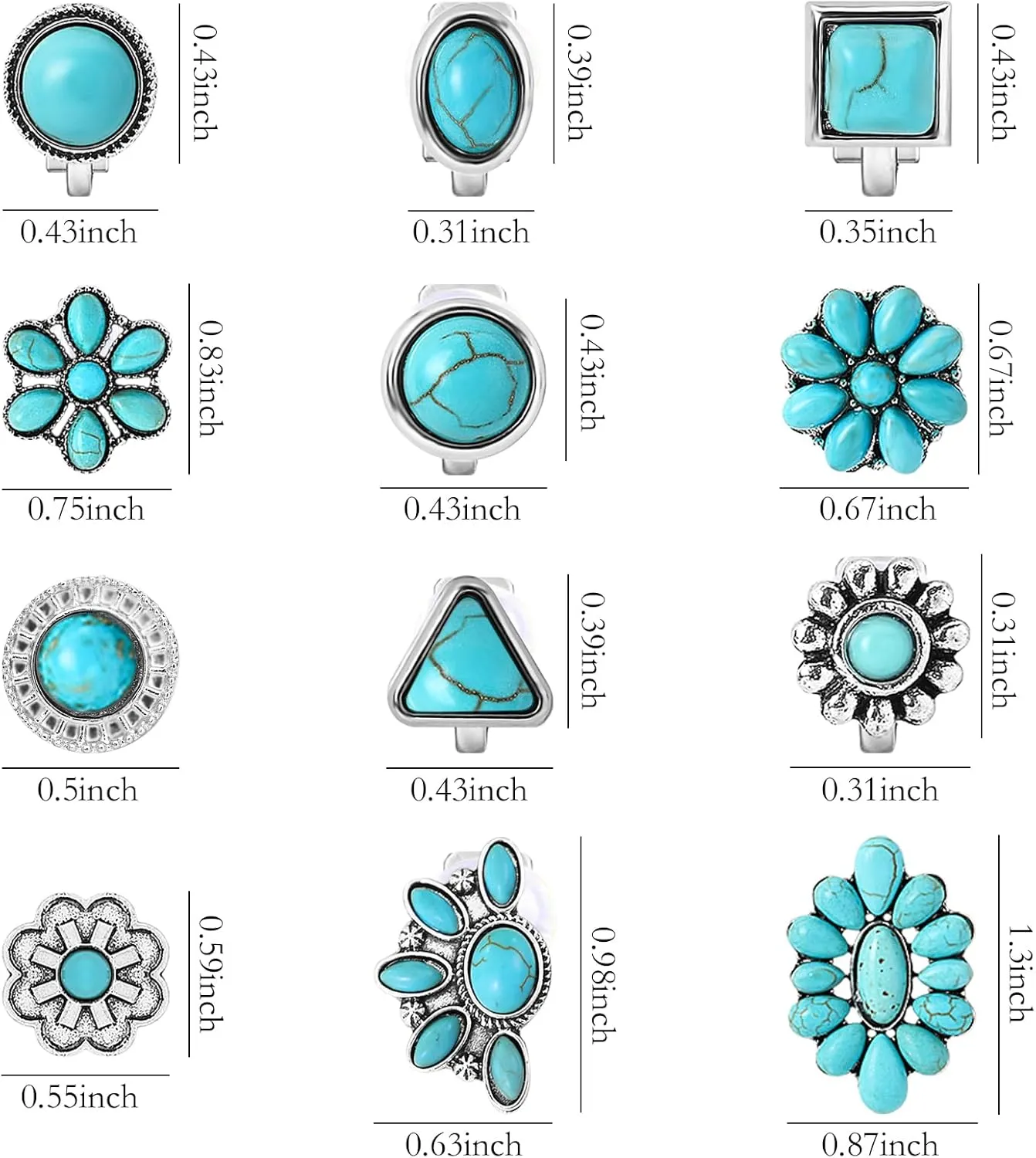 NEWITIN 12 Pairs Clip On Earrings for Women Cute Earring Crystal Pearl Stud Charming Fashion Earring Non Piercing Clip on Stud Earrings for Women