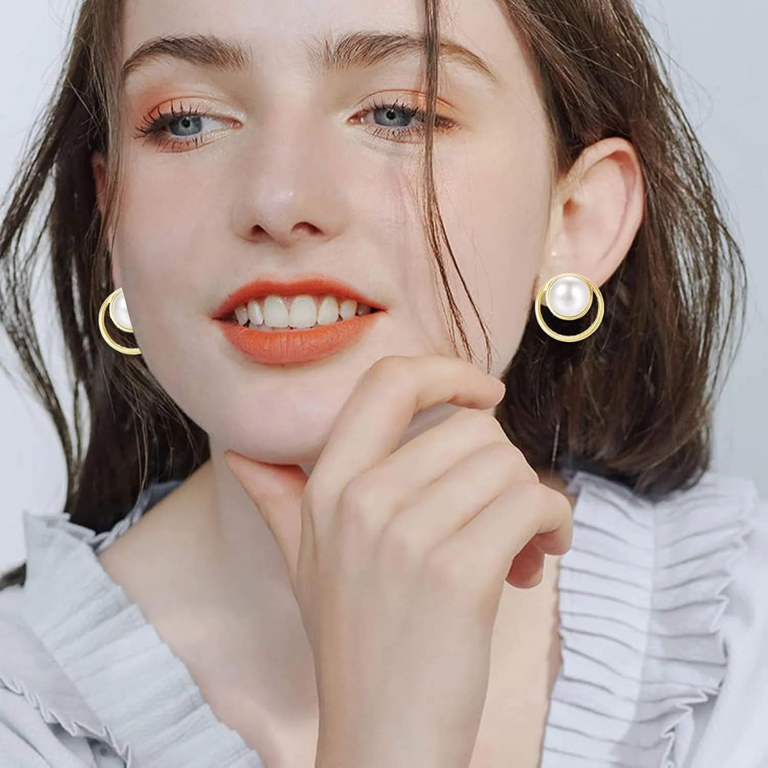 NEWITIN 12 Pairs Clip On Earrings for Women Cute Earring Crystal Pearl Stud Charming Fashion Earring Non Piercing Clip on Stud Earrings for Women