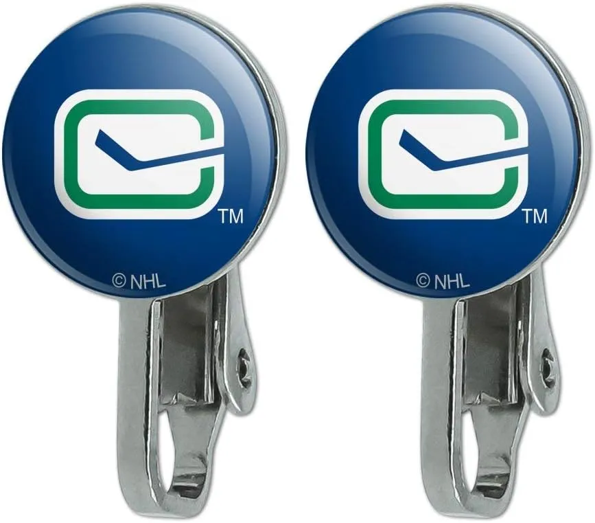 NHL Vancouver Canucks Logo Novelty Clip-On Stud Earrings