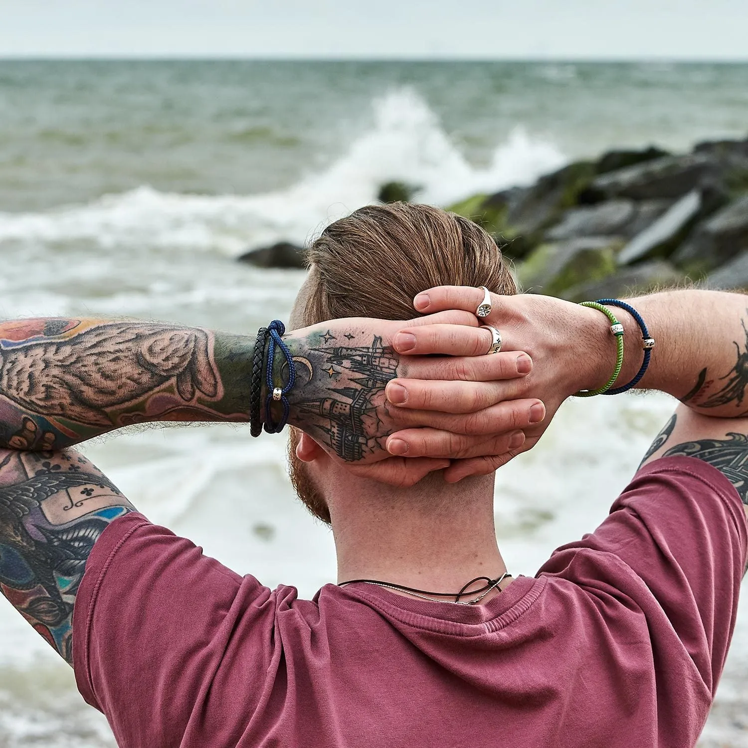 One Life, Live It! Recycled Silver & Leather Bracelet