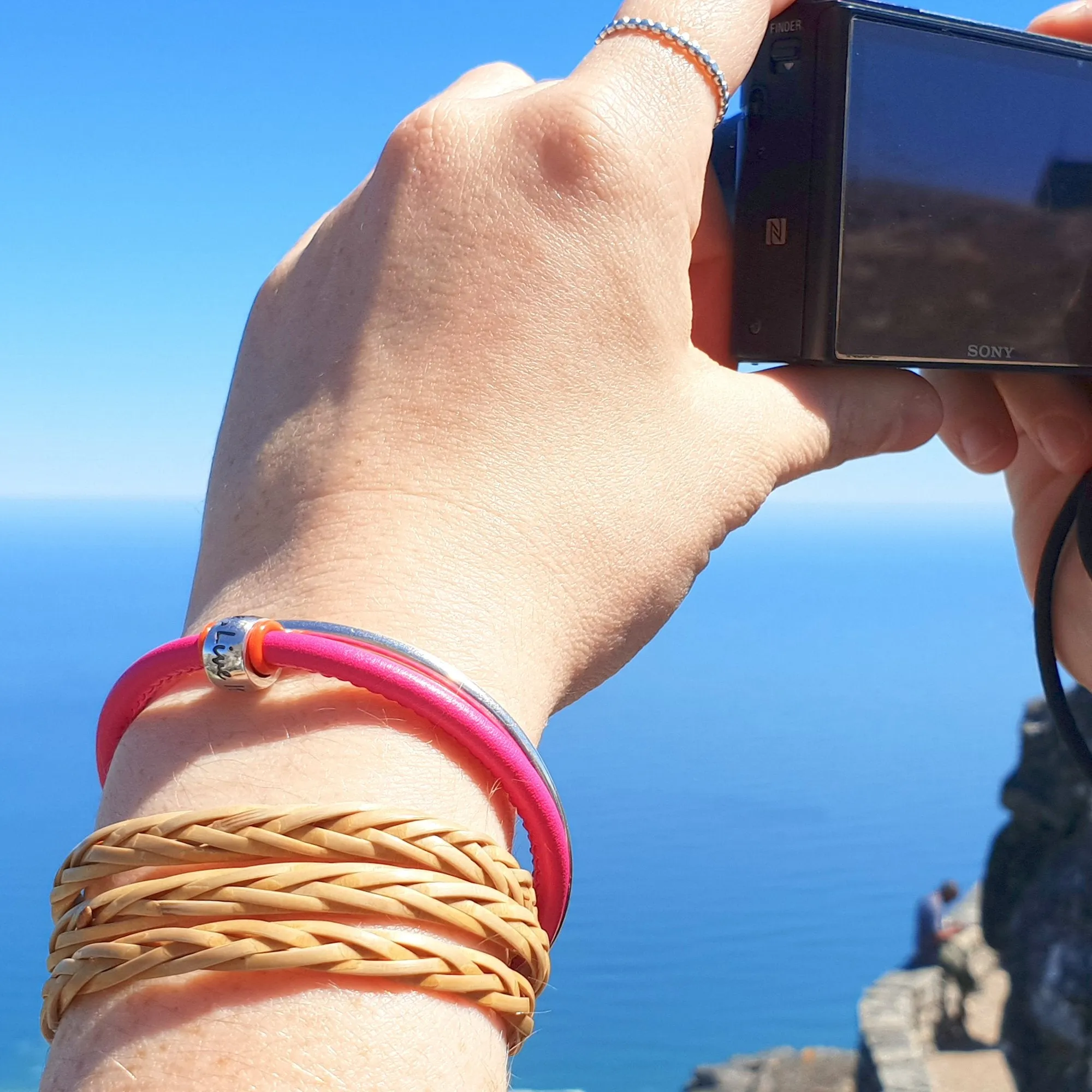 One Life, Live It! Recycled Silver & Leather Bracelet