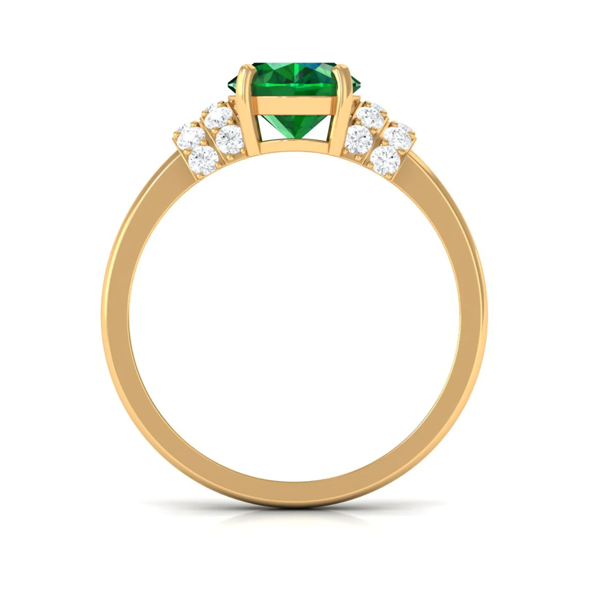 Oval Created Emerald Engagement Ring with Diamond Collar