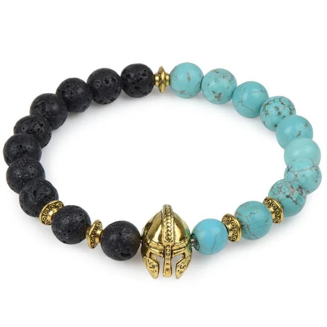 Owl Leopard Lion Head Buddha Beads Bracelet Charm Elastic Natural Stone Bracelet Animal Hand Lava Bracelet Men Helmet