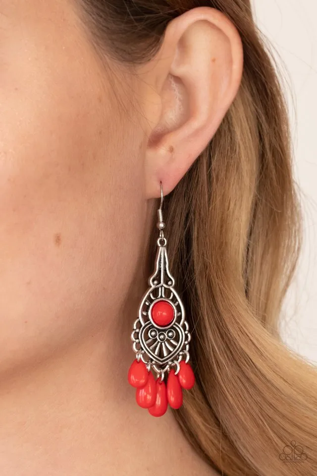 Paparazzi Earring ~ Fruity Tropics - Red