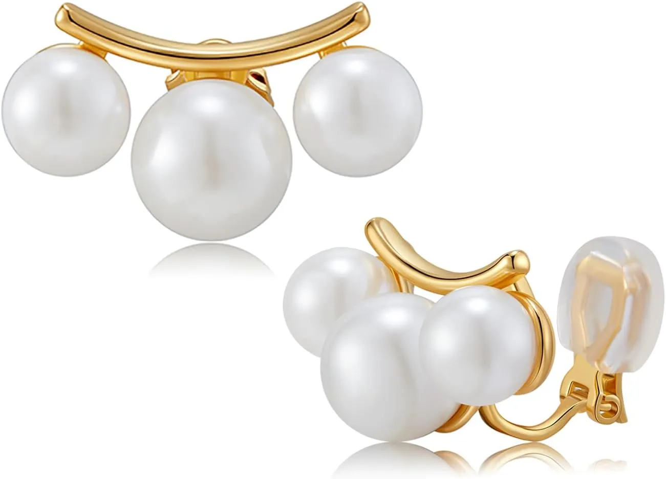 Pearl Clip on Earrings for Women Clip on Pearl Earrings Gold Clip Earrings Non Pierced Ear Clips for Designer Trendy Luxury Elegant Hypoallergenic Jewery