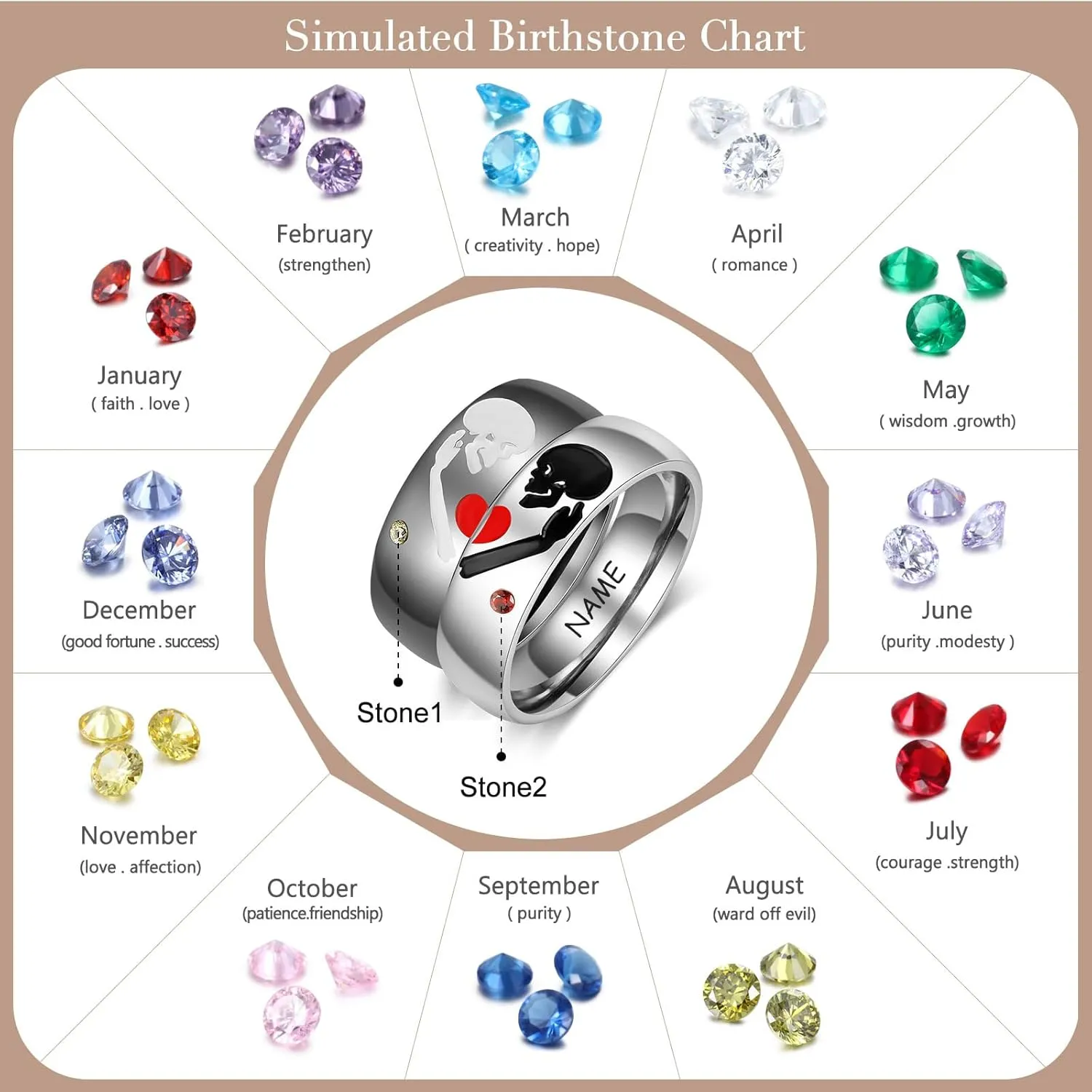 Personalized Matching Rings Custom Name Couples Rings for Him and Her Set couples Promise Rings for Women Men Couples Ring Bands