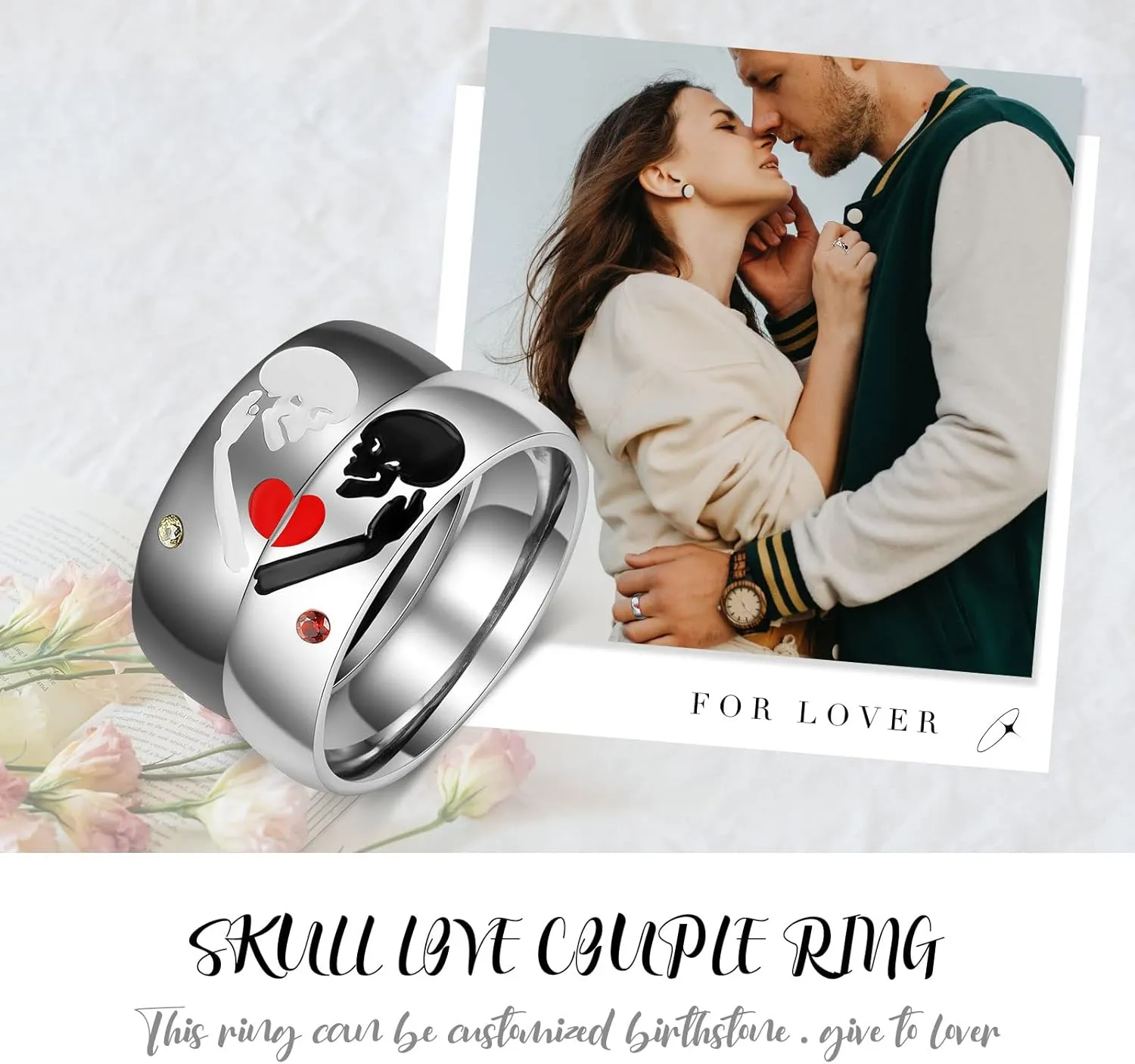 Personalized Matching Rings Custom Name Couples Rings for Him and Her Set couples Promise Rings for Women Men Couples Ring Bands